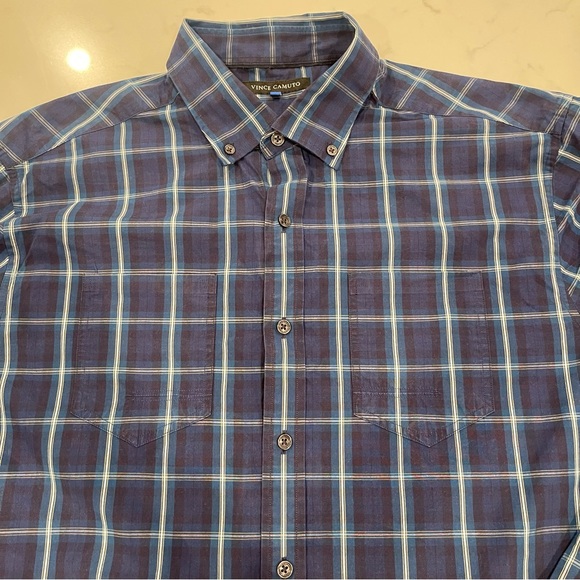 Vince Camuto Blue Plaid Dress Shirt - Picture 3 of 6